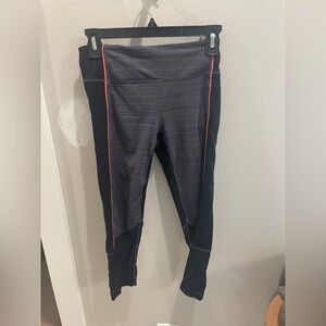 Zella Black and Gray Leggings with Red Accents